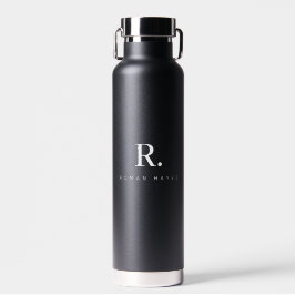 Schwarz Weiß Fette Punkt-Monogramm Moderne Minimal Trinkflasche