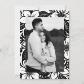 Schwarz & Weiß Fettfloral Blütendusche Einladung (Rückseite)