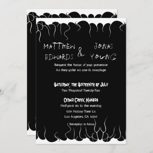 Schwarz-Weiß-Feuer Einladung (Vorne/Hinten)