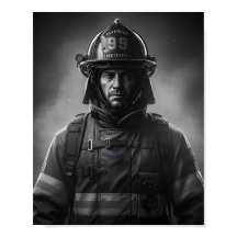 Schwarz-Weiß-Feuerwehrheld-Feuerwehrmann-Tribut
