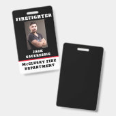 Schwarz-Weiß-Feuerwehrmann Ausweis (Vorder- & Rückseite)