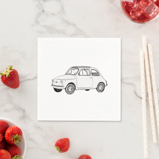 Schwarz-Weiß-Fiat 500-Mini-Führungsstift Zeichnend Serviette