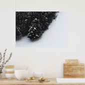 Schwarz-Weiß-Fichtenwald und Schnee Poster (Küche)