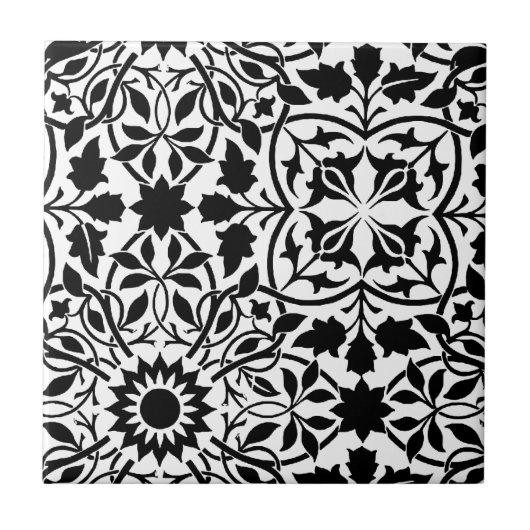 Schwarz-Weiß-filigrane Fliese (Vorderseite)