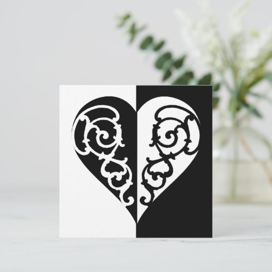 Schwarz & Weiß Filigree Herz (Stehend Vorderseite)