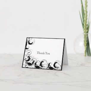 Schwarz-Weiß-Filigree-Rollen Vielen Dank Dankeskarte
