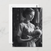 Schwarz-Weiß Film Noir Frauen Tee Küche Postkarte (Vorne/Hinten)