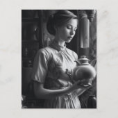 Schwarz-Weiß Film Noir Frauen Tee Küche Postkarte (Vorderseite)