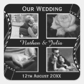 Schwarz-Weiß-Filmrolle Quadratischer Aufkleber (Vorderseite)