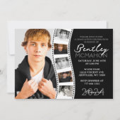 Schwarz-Weiß Filmstrip 6 Foto Abschluss Einladung (Vorderseite)