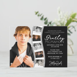 Schwarz-Weiß Filmstrip 6 Foto Abschluss Einladung