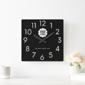 Schwarz-Weiß-Firmenlogo mit Namenswerbung Quadratische Wanduhr (Zuhause)