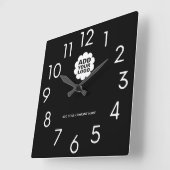 Schwarz-Weiß-Firmenlogo mit Namenswerbung Quadratische Wanduhr (Winkel)