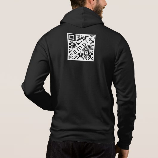 Schwarz-Weiß-Firmenlogo mit QR-Code Hoodie (Rückseite)