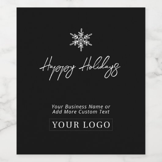 Schwarz-Weiß-Firmenlogo Weihnachtsgeschenk Weinetikett (Einzelnes Label)