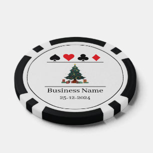 Schwarz-Weiß-Firmenname Grüne Weihnachtsbaum Pokerchips
