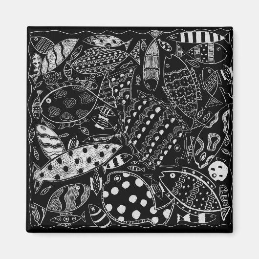 Schwarz-Weiß-Fischmuster Moderne Kunst Magnet (Vorne)