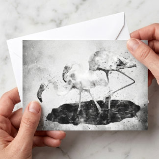 Schwarz-Weiß-Flamingo-Aquarell-Wandkunst-Dekoratio Mitteilungskarte
