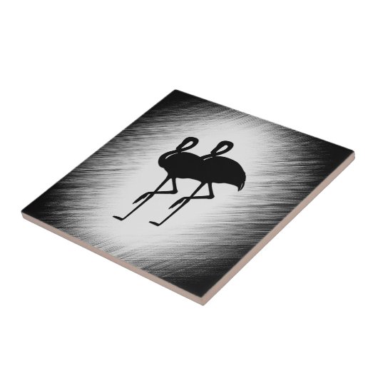 Schwarz-Weiß-Flamingo Fliese (Seite)