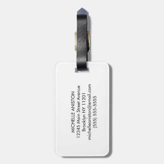 Schwarz-weiß Flamingo | Monogramm Custom Gepäckanhänger (Rückseite vertikal)