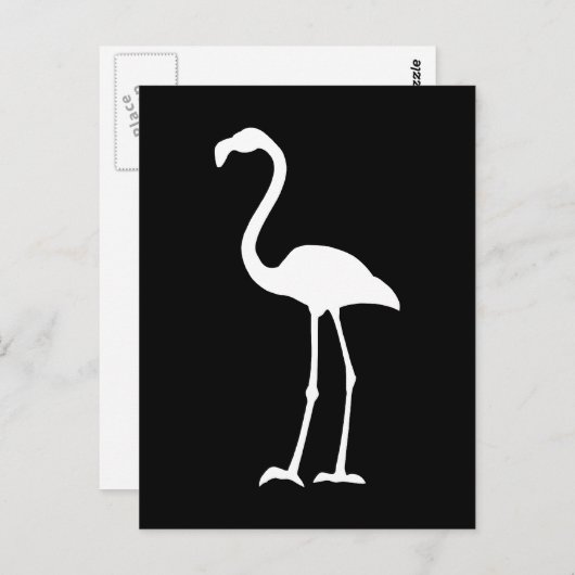 Schwarz-Weiß-Flamingo Postkarte (Vorne/Hinten)