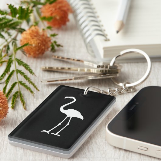 Schwarz-Weiß-Flamingo Schlüsselanhänger (Vorderseite rechts)