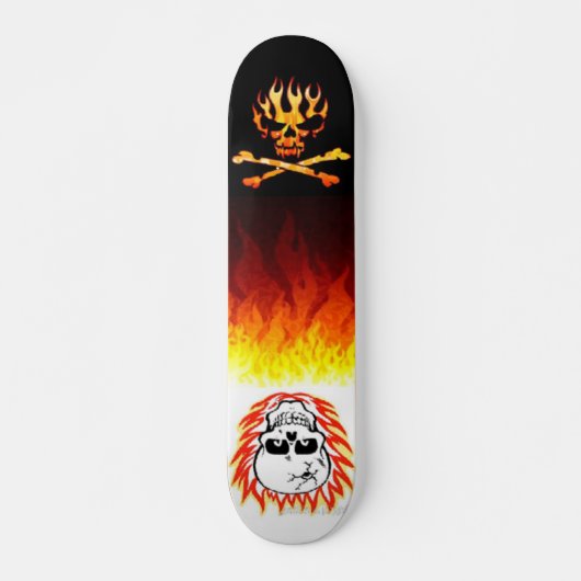 Schwarz-Weiß-Flammen-Skateboard Skateboard (Vorne)