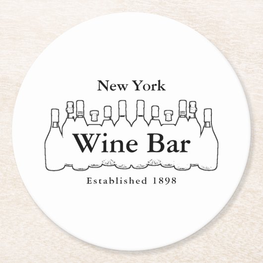 Schwarz-Weiß-Flaschen, Bar/Weinkeller Runder Pappuntersetzer (Vorderseite)