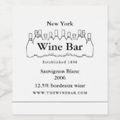 Schwarz-Weiß-Flaschen, Bar/Weinkeller Weinetikett (Einzelnes Label)