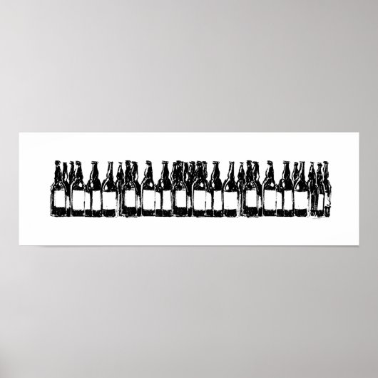 Schwarz-Weiß-Flaschen Bier , trinken Poster (Vorne)