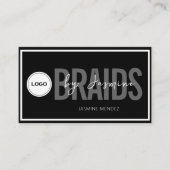 Schwarz-Weiß-Flechtsalon-QR-Code-Logo-Flechterin Visitenkarte (Vorderseite)