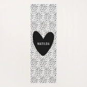 Schwarz-Weiß-Fleck mit personalisiertem Herz Yogamatte (Rückseite)