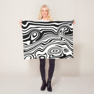 Schwarz-weiß Fleece Blanket