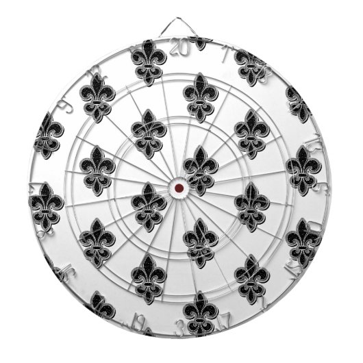 Schwarz-Weiß-Fleur de Lis Dartscheibe (vorne)