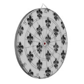 Schwarz-Weiß-Fleur de Lis Dartscheibe (Vorderseite Links)