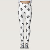 Schwarz-Weiß-Fleur-de-lis Leggings (Vorderseite)