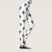 Schwarz-Weiß-Fleur-de-lis Leggings (Rechts)