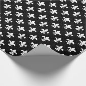 Schwarz Weiß Fleur-de-Lis-Muster Geschenkpapier (Ecke)