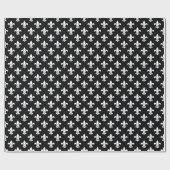 Schwarz Weiß Fleur-de-Lis-Muster Geschenkpapier (Flach)