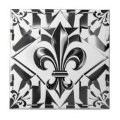 Schwarz & Weiß Fleur Essence Fliese (Vorderseite)
