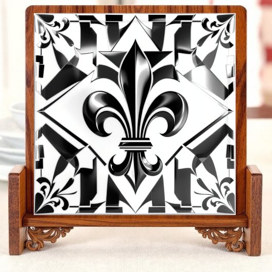 Schwarz & Weiß Fleur Essence Fliese