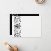 Schwarz-weiß Fleur Personalisiert Vielen Dank Mitteilungskarte (Vorderseite/Rückseite Beispiel)