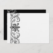 Schwarz-weiß Fleur Personalisiert Vielen Dank Mitteilungskarte (Vorne/Hinten)