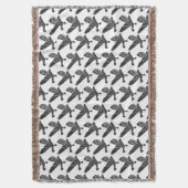 Schwarz-Weiß-Fliegenraven-Lino-Schnitt Decke (Vorderseite Vertikal)