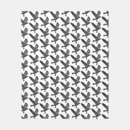 Schwarz-Weiß-Fliegenraven-Lino-Schnitt Fleecedecke