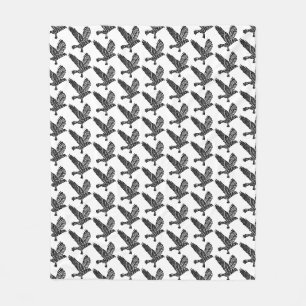 Schwarz-Weiß-Fliegenraven-Lino-Schnitt Fleecedecke