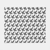 Schwarz-Weiß-Fliegenraven-Lino-Schnitt Fleecedecke (Vorderseite (Horizontal))