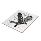 Schwarz-Weiß-Fliegenraven-Lino-Schnitt Fliese (Seite)