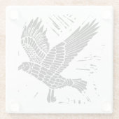 Schwarz-Weiß-Fliegenraven-Lino-Schnitt Glasuntersetzer (Rückseite)