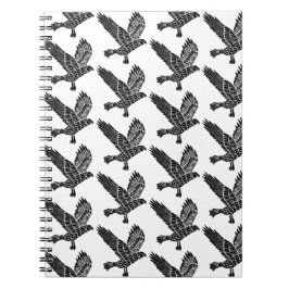 Schwarz-Weiß-Fliegenraven-Lino-Schnitt Notizblock